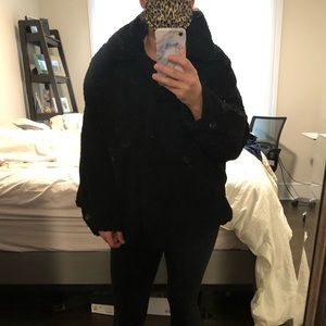 Zara Black Short Teddy Coat!